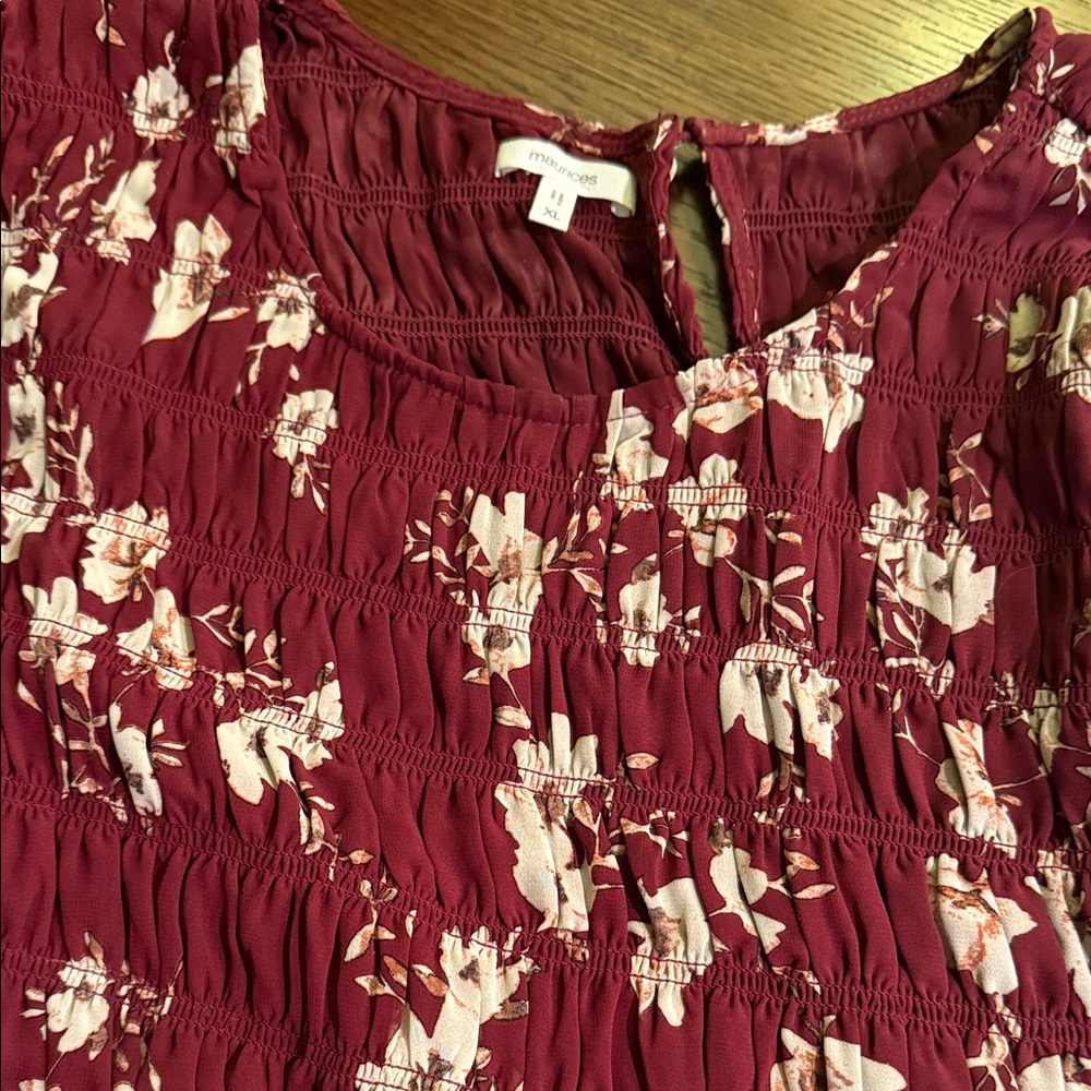 Floral Burgundy Blouse
